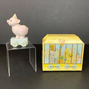 Vintage Enesco Precious Moments Birthday Train Age 3 Pig Porcelain Figurine 1985